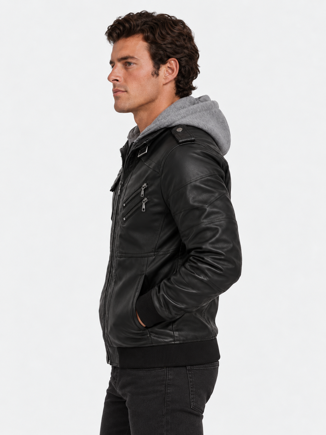 Men's Leather Jacket - Vanda + Free Wallet