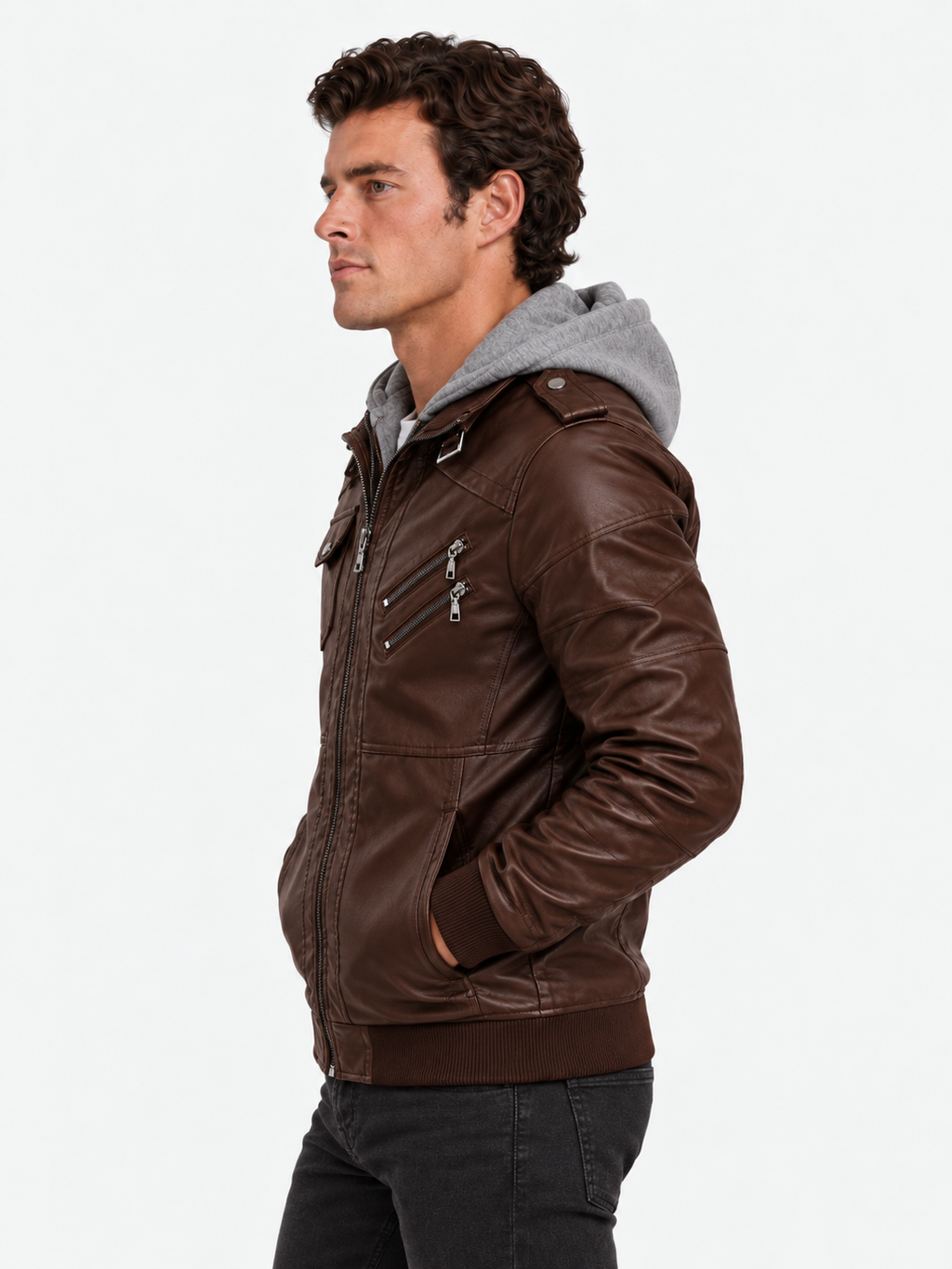 Men's Leather Jacket - Vanda + Free Wallet