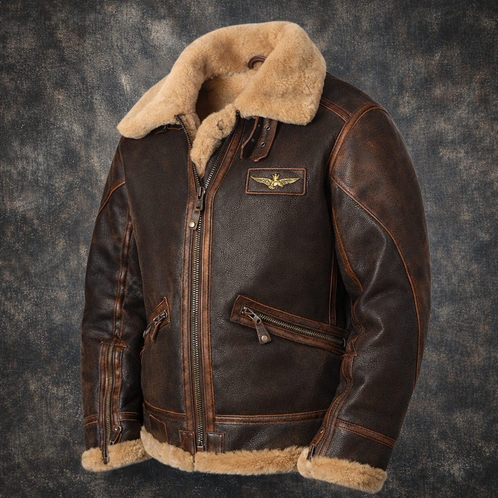 Premium leather Aviator Jacket + Gift